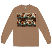 Toasted Coconut Longhorn Cow Pattern Long Sleeve Tee - CowhideDigitalArt