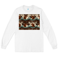 White Longhorn Cow Pattern Long Sleeve Tee - CowhideDigitalArt