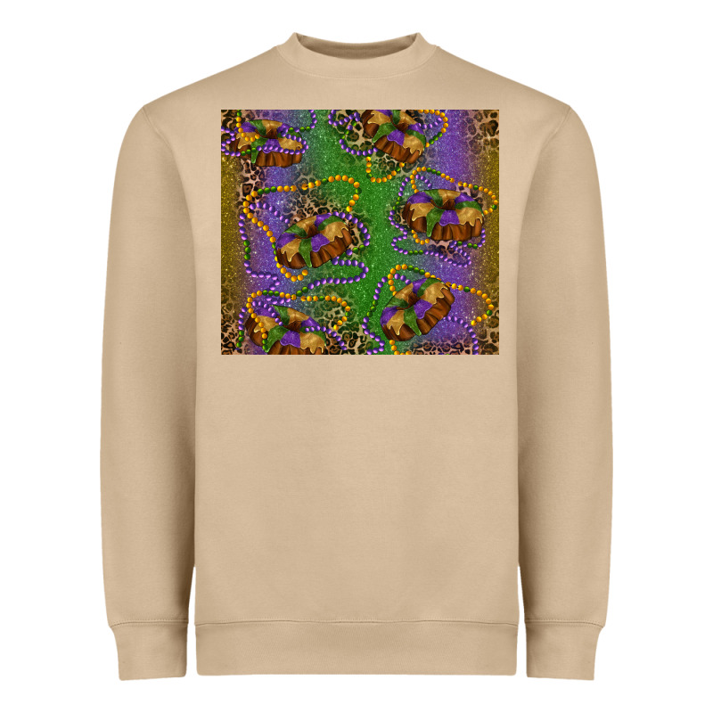 Mardi Gras King Cake Leopard Heavyweight Sweatshirt by RanaPortraitStore | Teevron