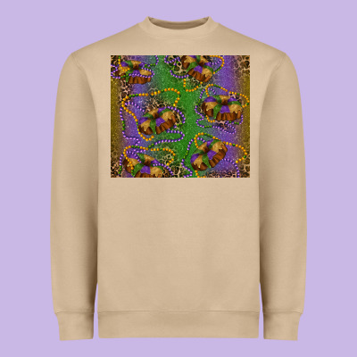 Mardi Gras King Cake Leopard Heavyweight Sweatshirt Designed By Ranaportraitstore