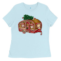 Baby Blue caravan gingerbread Ladies Tee - FaDigitalArtStudio