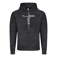 Vintage Black grace   christian faith cross script baptism gift Vintage Hoodie - DesigneFamous