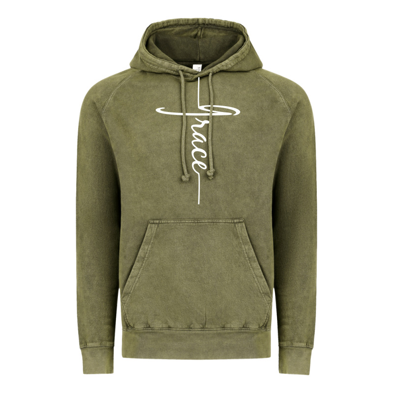 Grace   Christian Faith Cross Script Baptism Gift Vintage Hoodie by DesigneFamous | Teevron