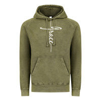 Vintage Olive grace   christian faith cross script baptism gift Vintage Hoodie - DesigneFamous