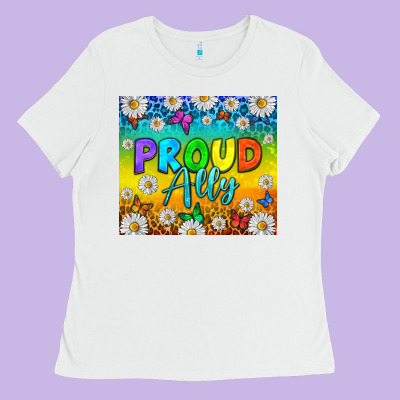 Lgbtq+ Proud Ally With Daisy Tumbler Ladies Tee Designed By Bundleandbundleshop