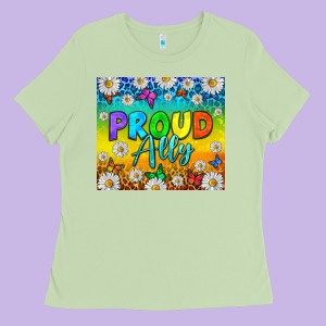 Lgbtq+ Proud Ally With Daisy Tumbler Ladies Tee Designed By Bundleandbundleshop