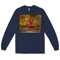Navy Farm Life Rooster Long Sleeve Tee - CowhideDigitalArt