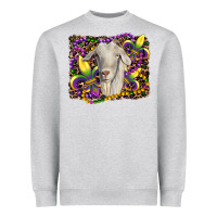 Heather Grey mardi gras goat fleur de lis Heavyweight Sweatshirt - RanaPortraitStore