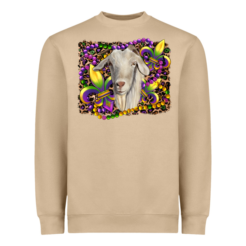 Mardi Gras Goat Fleur De Lis Heavyweight Sweatshirt by RanaPortraitStore | Teevron