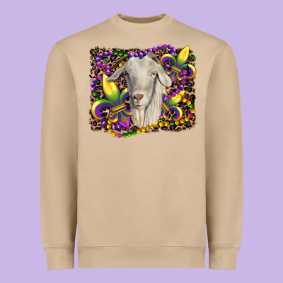 Mardi Gras Goat Fleur De Lis Heavyweight Sweatshirt Designed By Ranaportraitstore