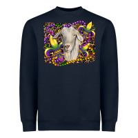 Navy mardi gras goat fleur de lis Heavyweight Sweatshirt - RanaPortraitStore