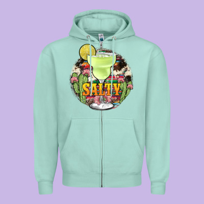 Salty Zipper Hoodie Designed By Jahusdesignshop
