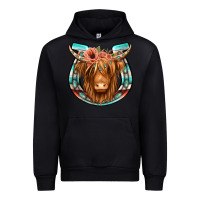 Black highland cow serape floral headband horseshoe Urban Hoodie - Jasminsmagicworld