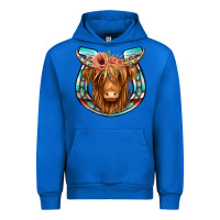 Cobalt highland cow serape floral headband horseshoe Urban Hoodie - Jasminsmagicworld
