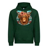 Forest Green highland cow serape floral headband horseshoe Urban Hoodie - Jasminsmagicworld