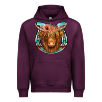 Mauve Wine highland cow serape floral headband horseshoe Urban Hoodie - Jasminsmagicworld