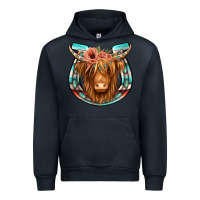Navy highland cow serape floral headband horseshoe Urban Hoodie - Jasminsmagicworld