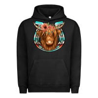 Pigment Black highland cow serape floral headband horseshoe Urban Hoodie - Jasminsmagicworld