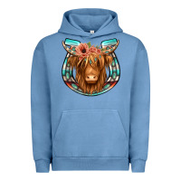 Pigment Pebble Blue highland cow serape floral headband horseshoe Urban Hoodie - Jasminsmagicworld