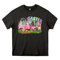 Asphalt Happy Easter truck with farm animals Easter Day Heavy Core Tee - CowGirlArtShop