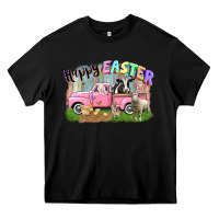 Black Happy Easter truck with farm animals Easter Day Heavy Core Tee - CowGirlArtShop
