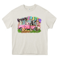 Cream Happy Easter truck with farm animals Easter Day Heavy Core Tee - CowGirlArtShop