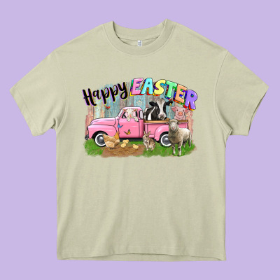 Happy Easter Truck With Farm Animals Easter Day Heavy Core Tee Designed By Cowgirlartshop