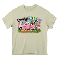 Mossy Happy Easter truck with farm animals Easter Day Heavy Core Tee - CowGirlArtShop