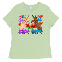 Matcha LGBTQ+ You Are Safe Here Ladies Tee - BundleAndBundleShop