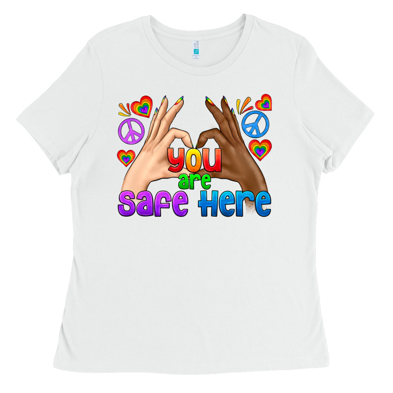 Lgbtq+ You Are Safe Here Ladies Tee by BundleAndBundleShop | Teevron