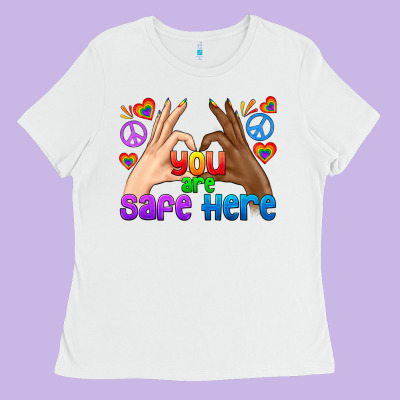 Lgbtq+ You Are Safe Here Ladies Tee Designed By Bundleandbundleshop