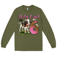 Army Green holy cow i'm 6 years old Long Sleeve Tee - LillyAllenDesigns