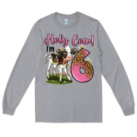 Heather Grey holy cow i'm 6 years old Long Sleeve Tee - LillyAllenDesigns