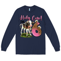 Navy holy cow i'm 6 years old Long Sleeve Tee - LillyAllenDesigns