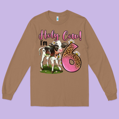 Holy Cow I'm 6 Years Old Long Sleeve Tee Designed By Lillyallendesigns