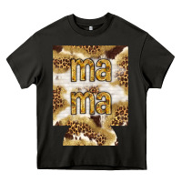 Asphalt Mama with leopard and cowhide regular can cooler Heavy Core Tee - HowdyJamesFarm
