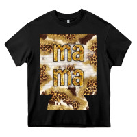 Black Mama with leopard and cowhide regular can cooler Heavy Core Tee - HowdyJamesFarm