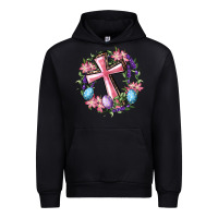 Black Cross With Floral Wreath And Easter Eggs Urban Hoodie - RanaPortraitStore