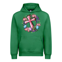 Emerald Cross With Floral Wreath And Easter Eggs Urban Hoodie - RanaPortraitStore