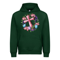 Forest Green Cross With Floral Wreath And Easter Eggs Urban Hoodie - RanaPortraitStore