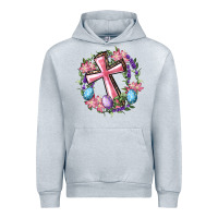 Heather Grey Cross With Floral Wreath And Easter Eggs Urban Hoodie - RanaPortraitStore