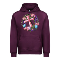 Mauve Wine Cross With Floral Wreath And Easter Eggs Urban Hoodie - RanaPortraitStore