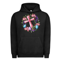 Pigment Black Cross With Floral Wreath And Easter Eggs Urban Hoodie - RanaPortraitStore