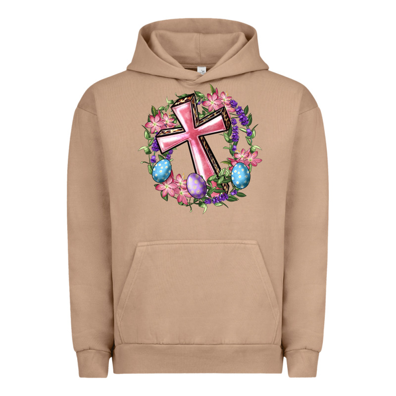 Cross With Floral Wreath And Easter Eggs Urban Hoodie by RanaPortraitStore | Teevron