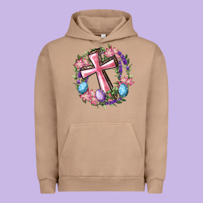 Cross With Floral Wreath And Easter Eggs Urban Hoodie Designed By Ranaportraitstore