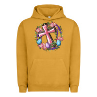 Pigment Peanut Butter Cross With Floral Wreath And Easter Eggs Urban Hoodie - RanaPortraitStore