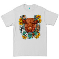 Dove Grey western leopard cowhide cow horseshoe Premium Tee - OliviaCreatesArt