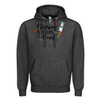 Charcoal Heather nursing i̇s a work of heart Zipper Hoodie - JahusDesignShop