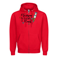 Red nursing i̇s a work of heart Zipper Hoodie - JahusDesignShop