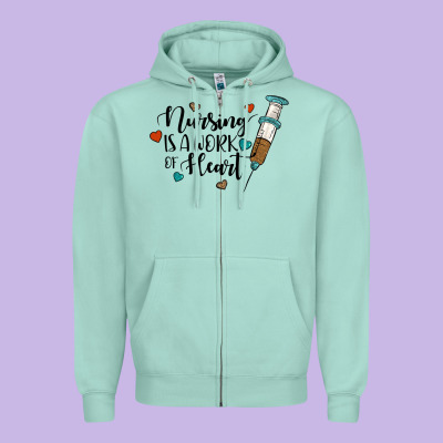 Nursing İs A Work Of Heart Zipper Hoodie Designed By Jahusdesignshop